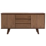 Miliboo buffet vintage en bois fonc� noyer 2 portes 3 tiroirs l160 cm fifties