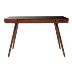 Miliboo bureau connect multimdia avec tiroir en verre noir et bois fonc noyer l120 cm clever