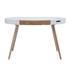 Miliboo bureau connect� multim�dia verre blanc et bois clair l120 cm handy