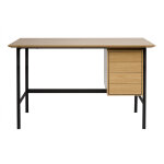 Miliboo bureau industriel finition bois ch�ne et m�tal noir avec rangements 2 tiroirs l120 cm maxence ...