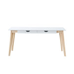 Miliboo bureau avec rangements 2 tiroirs scandinave blanc et bois clair l160 leena