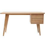 Miliboo bureau avec rangements 2 tiroirs scandinave bois clair ch�ne l140 cm fifties
