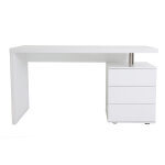 Miliboo bureau avec rangements 3 tiroirs design blanc laqu� brillant l140 cm calix