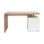 Miliboo bureau avec rangements 3 tiroirs design bois clair ch�ne et blanc l140 cm calix