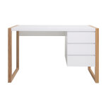 Miliboo bureau avec rangements 3 tiroirs scandinave blanc mat et bois clair fr�ne massif l130 cm armel ...