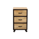 Miliboo caisson de bureau � roulettes 3 tiroirs industriel bois massif et m�tal noir industria