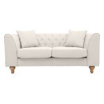 Miliboo canap� 2 places capitonn� en tissu beige et bois clair montaigne
