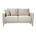 Miliboo canap 2 places en tissu beige et bois clair munik