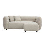 Miliboo canap� 3 places et repose pieds en tissu effet velours textur� beige joya