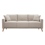 Miliboo canapé 3 places en tissu beige et bois clair munik Miliboo canapé 3 places en tissu beige et bois clair munik