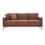Miliboo canap� 3 places en tissu chenille terre br�l�e et bois clair munik