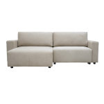 Miliboo canap� d'angle convertible r�versible avec coffre 3 - 4 places en tissu chenille beige nesto