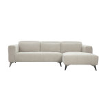 Miliboo canap� d'angle droit 3 places avec t�ti�res ajustables en tissu chenille beige et m�tal norell ...