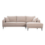 Miliboo canap� d'angle droit 3 places en tissu effet velours taupe et m�tal noir jerry