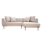 Miliboo canap� d'angle droit 4 places en tissu chenille beige et m�tal noir ivar