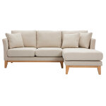Miliboo canap� d'angle droit d�houssable 4 places en tissu beige et bois clair oslo