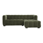 Miliboo canap d'angle droit design 3 places en tissu effet velours vert kaki corto