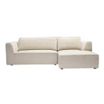 Miliboo canap d'angle droit design en tissu effet velours textur beige 3 places grammy