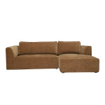 Miliboo canap� d'angle droit design en tissu effet velours textur� terre br�l�e 3 places grammy