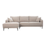 Miliboo canap� d'angle gauche 3 places en tissu effet velours taupe et m�tal noir jerry