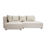 Miliboo canapé d'angle gauche 3 places en tissu velours côtelé beige et bois clair harlem Miliboo canapé d'angle gauche 3 places en tissu velours côtelé beige et bois clair harlem