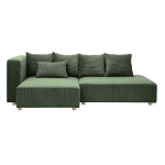 Miliboo canapé d'angle gauche 3 places en tissu velours côtelé vert kaki et bois clair harlem Miliboo canapé d'angle gauche 3 places en tissu velours côtelé vert kaki et bois clair harlem