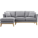 Miliboo canap� d'angle gauche d�houssable scandinave 3 - 4 places en tissu gris clair et bois clair oslo ...