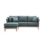 Miliboo canap� d'angle gauche d�houssable scandinave en tissu vert de gris et bois clair 3 - 4 places ...