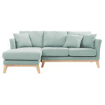 Miliboo canap� d'angle gauche d�houssable scandinave en tissu vert lagon et bois clair 3 - 4 places oslo ...