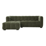 Miliboo canap d'angle gauche design 3 places en tissu effet velours vert kaki corto