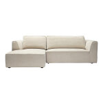 Miliboo canap� d'angle gauche design en tissu effet velours textur� beige 3 places grammy