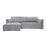 Miliboo canap� d'angle gauche design en tissu effet velours textur� gris 3 places grammy