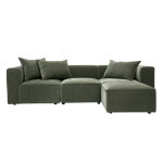 Miliboo canap� d'angle modulable 4 places en tissu effet velours vert kaki kerry