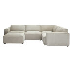 Miliboo canap� d'angle modulable 5 places et pouf en tissu effet velours textur� beige split
