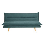 Miliboo canap� convertible 3 places en tissu chenille bleu canard et bois clair bingo