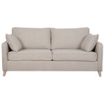 Miliboo canapé convertible scandinave 3 places en tissu beige et bois clair avec matelas 10 cm papel Miliboo canapé convertible scandinave 3 places en tissu beige et bois clair avec matelas 10 cm papel