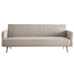 Miliboo canap� convertible scandinave 3 places en tissu beige et bois clair ulla