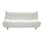 Miliboo canap� convertible scandinave 3 places en tissu effet laine boucl�e blanc et bois clair yumi