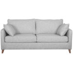 Miliboo canap� convertible scandinave 3 places en tissu gris clair et bois clair avec matelas 10 cm papel ...