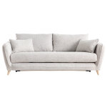 Miliboo canap convertible scandinave 3 places en tissu gris clair chin et bois clair avec matelas 10 ...