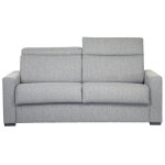 Miliboo canap� convertible avec t�ti�res ajustables 3 places en tissu gris clair avec matelas 18 cm noro ...