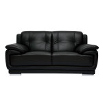 Miliboo canap� design 2 places en cuir noir et acier chrom� tamara