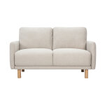 Miliboo canap� design 2 places en tissu effet velours textur� beige et bois clair bono