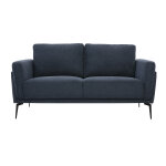 Miliboo canapé design 2 places en tissu effet velours texturé bleu foncé et métal noir mosco Miliboo canapé design 2 places en tissu effet velours texturé bleu foncé et métal noir mosco