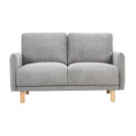 Miliboo canap� design 2 places en tissu effet velours textur� gris et bois clair bono