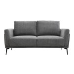 Miliboo canap� design 2 places en tissu effet velours textur� gris fonc� et m�tal noir mosco