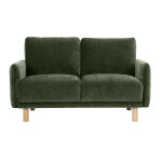 Miliboo canap� design 2 places en tissu effet velours vert kaki et bois clair bono