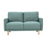 Miliboo canap� design 2 places en tissu vert de gris et bois clair bono