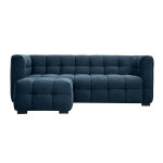 Miliboo canapé design 3 places et repose - pieds en tissu effet velours texturé bleu foncé corto Miliboo canapé design 3 places et repose - pieds en tissu effet velours texturé bleu foncé corto