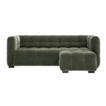 Miliboo canap design 3 places et repose - pieds en tissu effet velours vert kaki corto